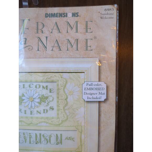Dimensions Cross Stitch Kit #6983 Sunshine Welcome Frame a Name new old stock - Picture 3 of 4